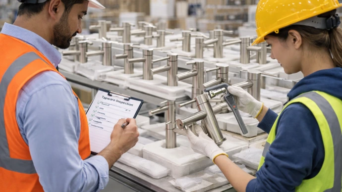 Finished products laid out for inspection during quality control checks inside a manufacturing facility.