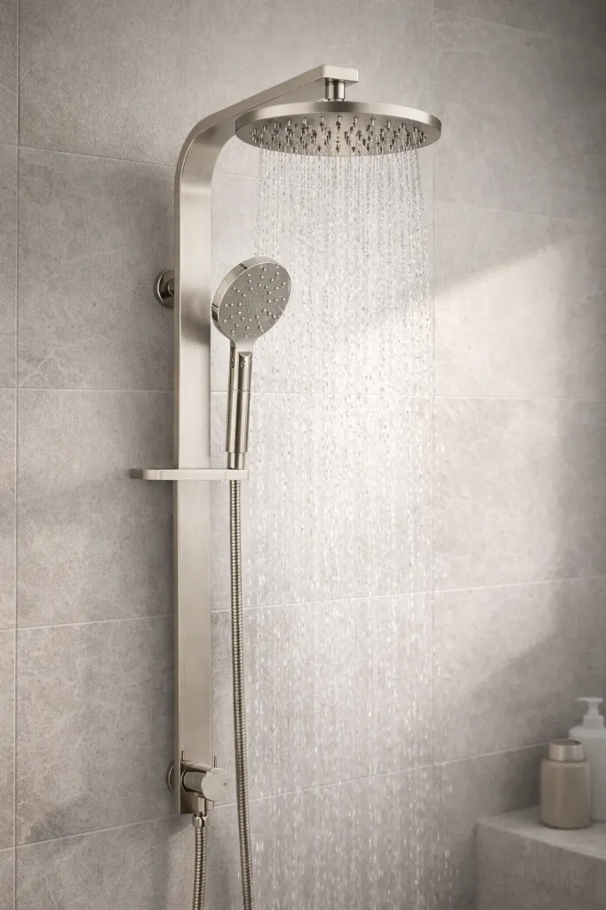 Brushed Nickel Sliding Bar Shower Set
